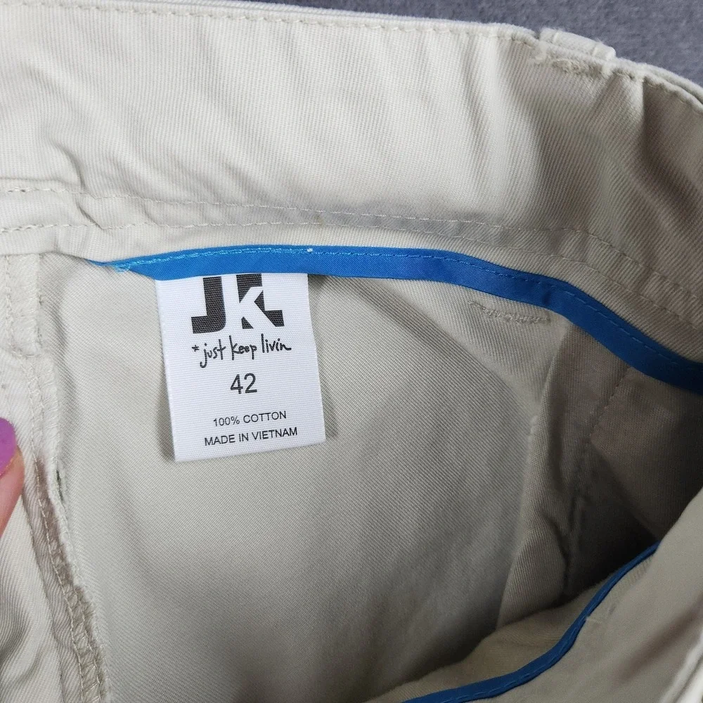 JKL Shorts Mens Size 42 Beige Tan Flat Front Chino All Journey Khaki‎ 8